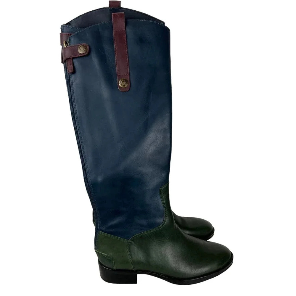 NEW Sam Edelman Penny‎ Riding Boots Blue and Green RARE